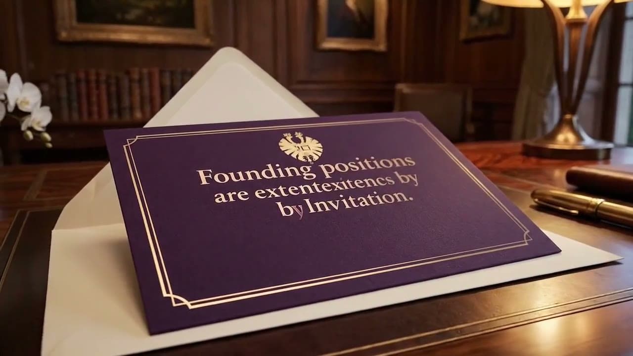 A purple XO invitation card in an envelope on a desk